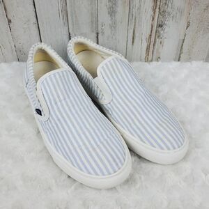 J.Crew Striped Classic Sneakers White Blue Size 9
